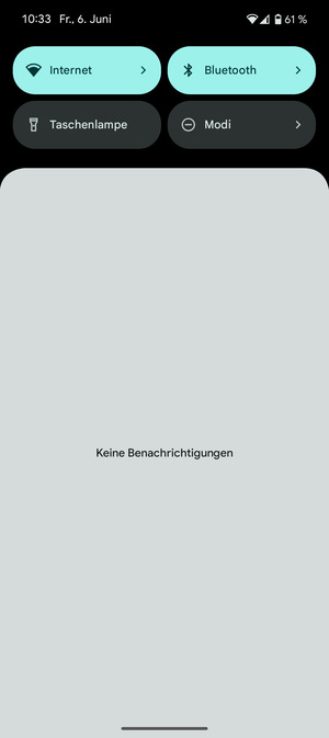 Ziehen Sie erneut das obere Menü nach unten