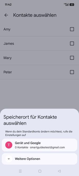 Wählen Sie Gerät und Google