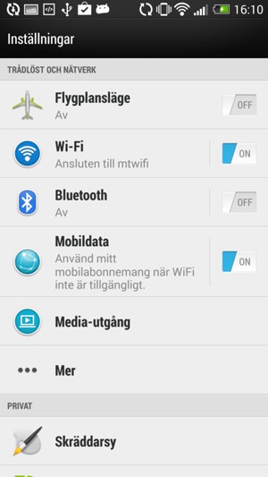 Välj Mobildata