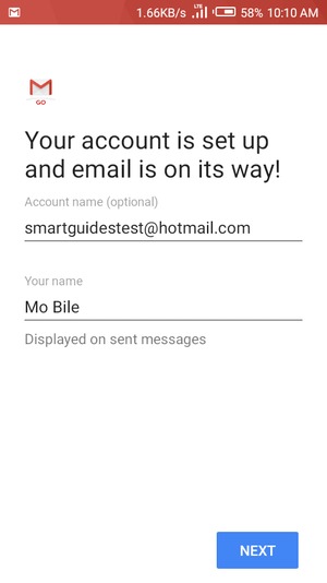 Give your account a name and enter your name. Select NEXT