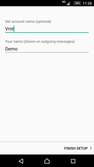Give your account a name and enter your name. Select FINISH SETUP