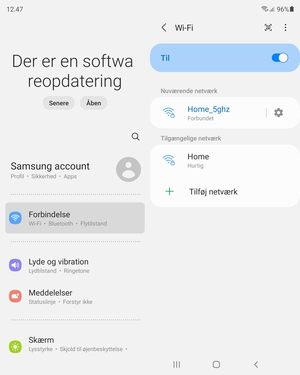 Du er nu tilsluttet Wi-Fi netværket