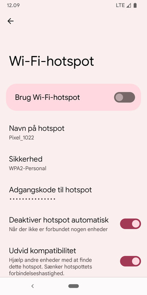Vælg Adgangskode til hotspot