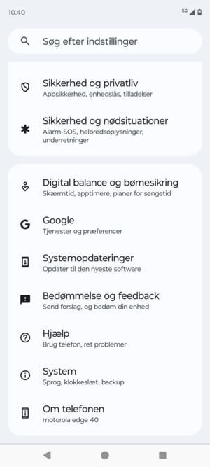 Scroll til og vælg Systemopdateringer