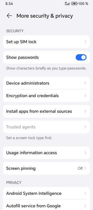 Select Set up SIM lock