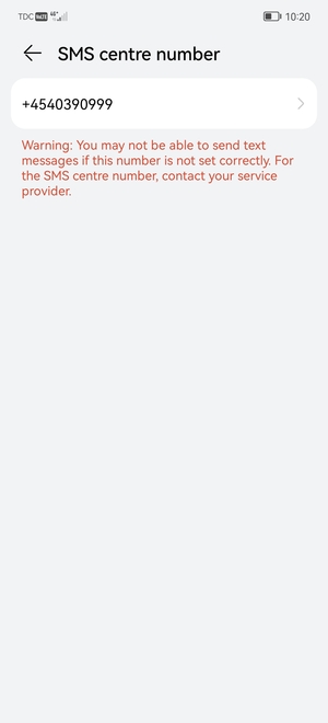 Select SMS centre number