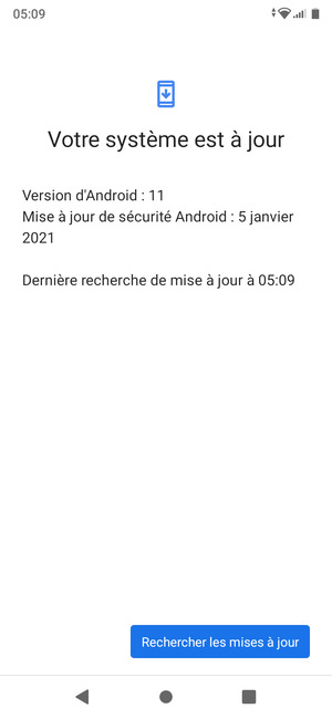 Si votre téléphone est à jour, vous verrez l'écran suivant