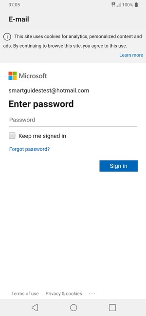 Enter your password and select Sign in