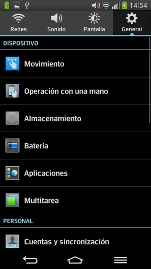 Seleccione Batería