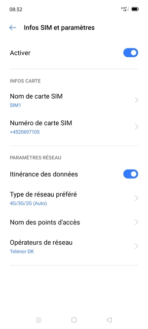 Activer ou désactiver Itinérance des données