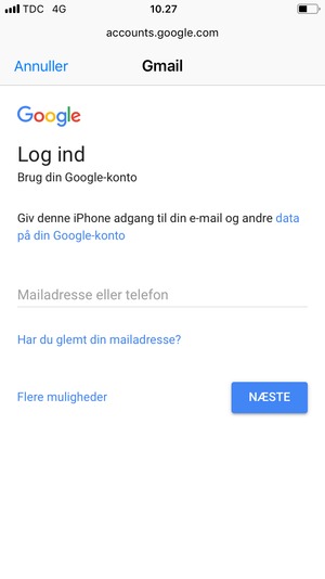 Indtast din e-mailadresse og vælg NÆSTE