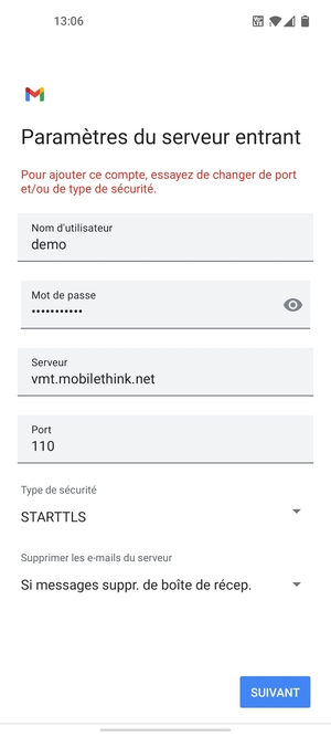 Sélectionnez Type de sécurité