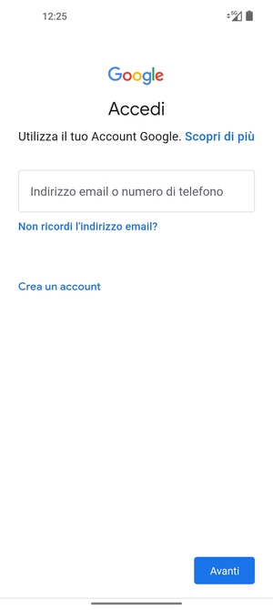 Inserisci il tuo indirizzo Gmail e seleziona Avanti