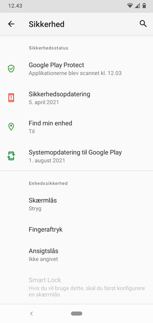 Vælg Skærmlås