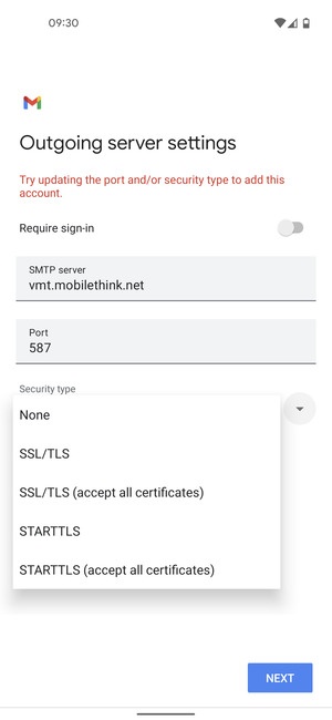 Select None and NEXT