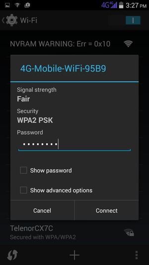Enter the Wi-Fi password and select Connect