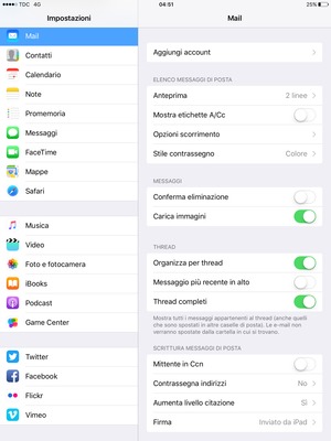 Seleziona Mail e poi Aggiungi account