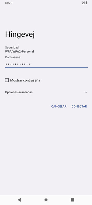 Introduzca la contraseña de Wi-Fi y seleccione CONECTAR