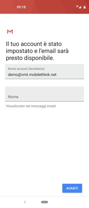 Scegli un nome per il tuo account e inserisci il tuo nome. Seleziona AVANTI