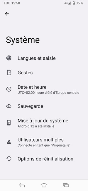 Sélectionnez Sauvegarde