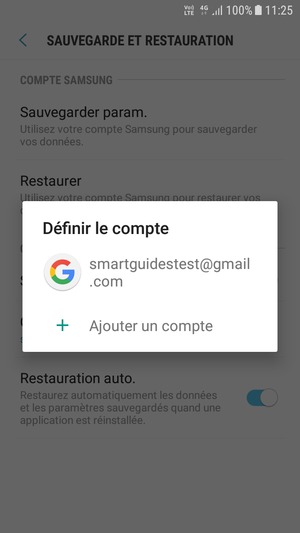 Sélectionnez votre compte de sauvegarde