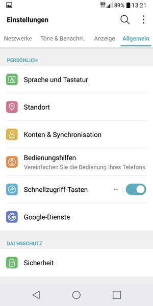 Wählen Sie Konten & synchronisation