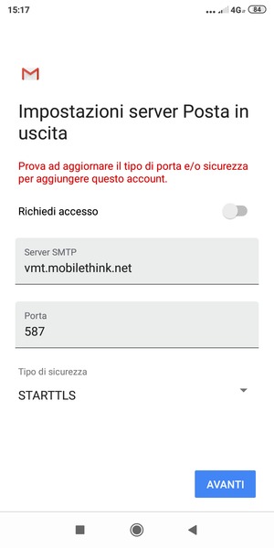 Seleziona Tipo di sicurezza