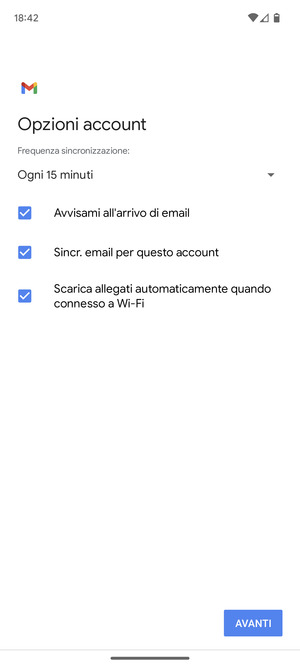 Seleziona AVANTI