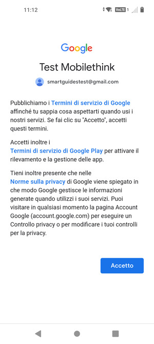 Seleziona Accetto