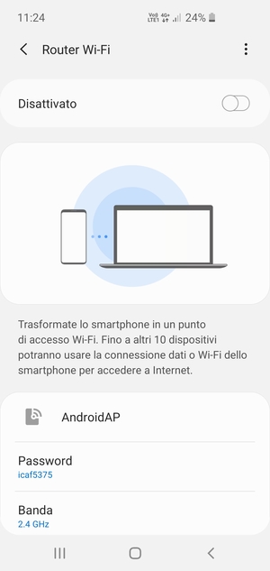 Seleziona il tasto Menu