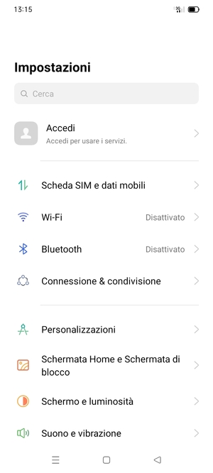 Seleziona Connessione & condivisione