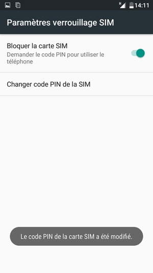 Votre  code PIN de la carte SIM a été modifié