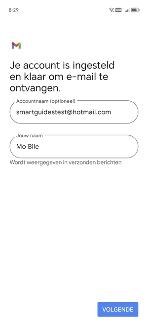 Geef uw account een naam en voer uw naam in. Selecteer VOLGENDE