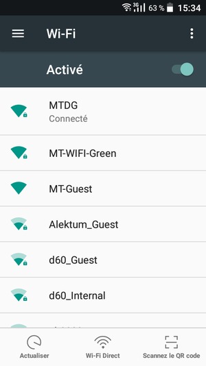 Vous êtes maintenant connecté au réseau Wi-Fi