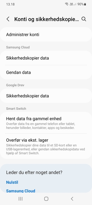 Vælg Administrer konti