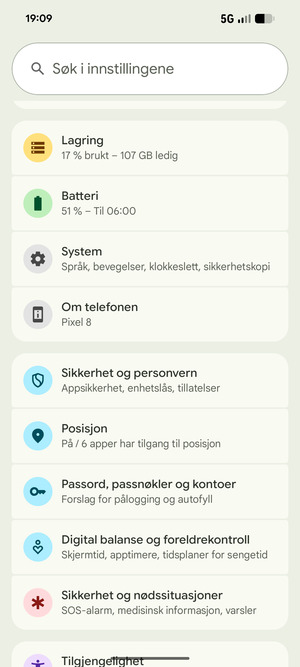 Bla til og velg Sikkerhet og personvern