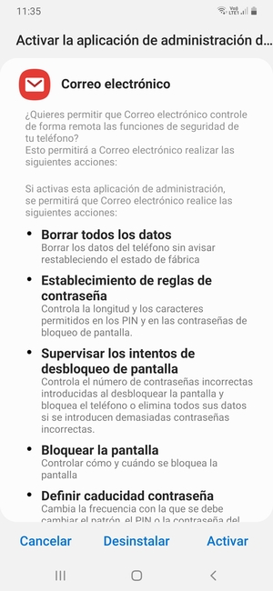 Seleccione Activar
