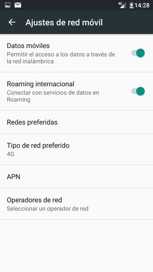 Activar o desactivar Roaming internacional