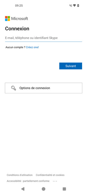 Saisissez votre adresse e-mail et sélectionnez Suivant