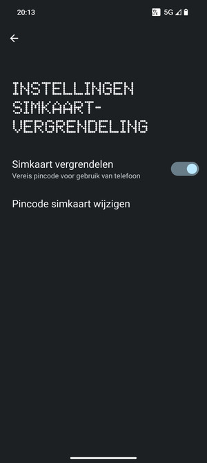 Selecteer Pincode simkaart wijzigen