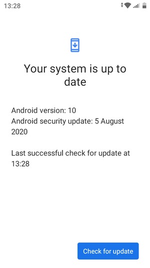 If your phone is up to date, you will see the following screen