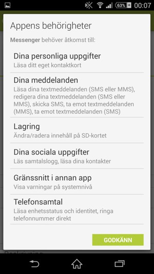 Välj GODKÄNN