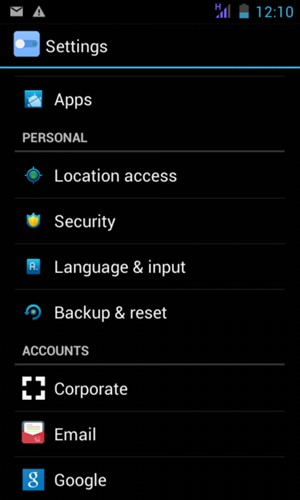 Scroll to and select Location access