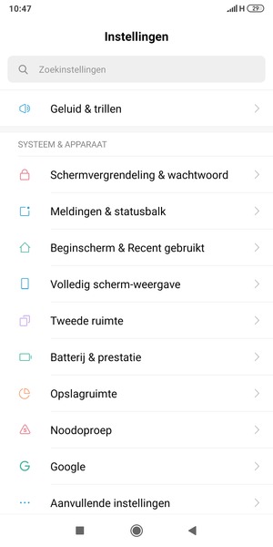 Scroll naar en selecteer Aanvullende instellingen