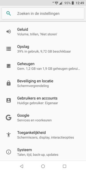 Scroll naar en selecteer Beveiliging en locatie