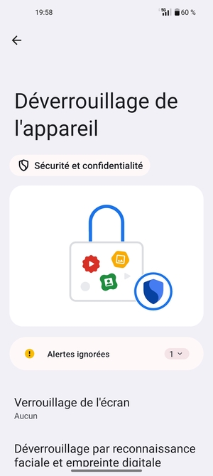 Sélectionnez Verrouillage de l'ecran