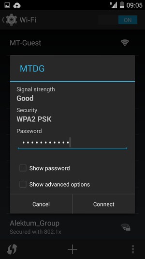 Enter the Wi-Fi password and select Connect