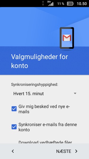 Vælg NÆSTE