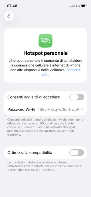 Attiva Consenti agli altri di accedere