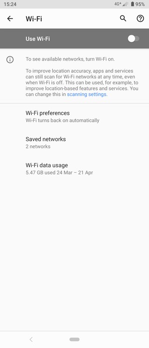 Turn on Use Wi-Fi